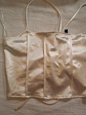 Women’s Satin Ivory Corset Crop Top